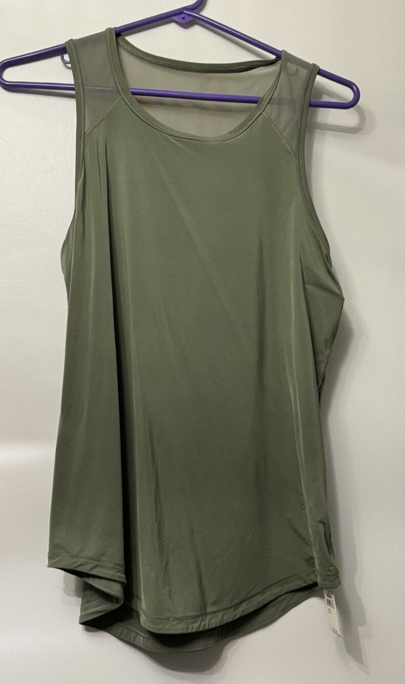 OFFLINE By Aerie Sweat Sesh Tank Top Women's S Green Nylon Sheer Mesh Workout